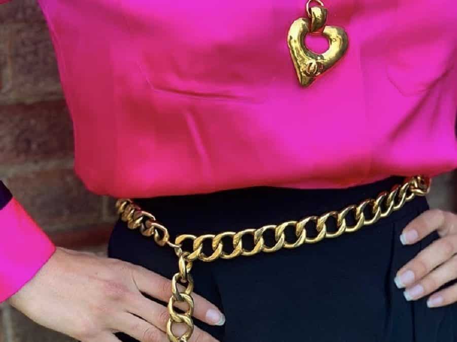 CHANEL Belt Gold Chain Links Gripoix Charms Circa 1970-80s