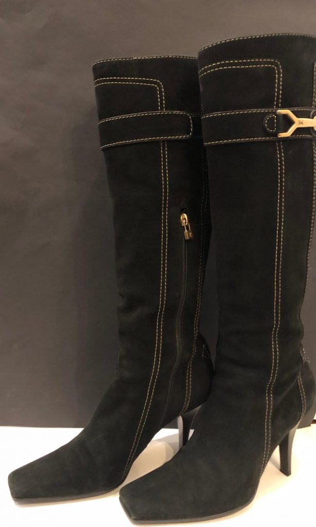 Sold at Auction: Louis Vuitton, Louis Vuitton Suede and Patent Leather Boots
