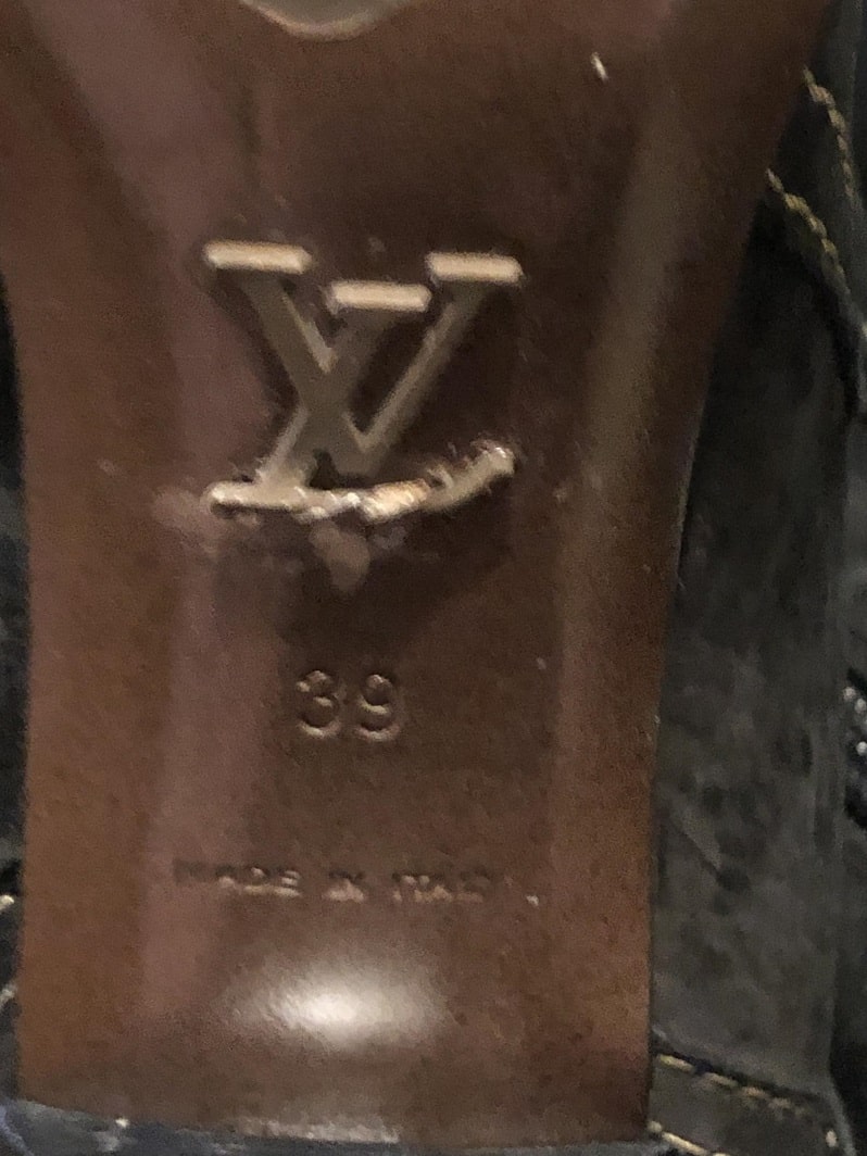 Louis Vuitton High Heels Boots Black Suede LV Logo Saddle Stitching ...
