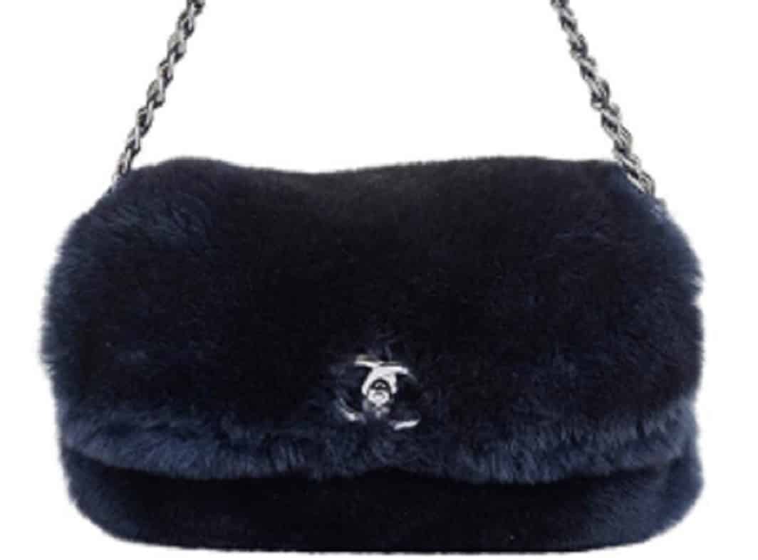Chanel 2000s Ice Blue Furry Shoulder Bag  shop 