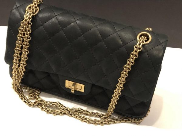 CHANEL 2.55 Reissue 225 Double Flap Timeless Quilted Handbag Gold ...