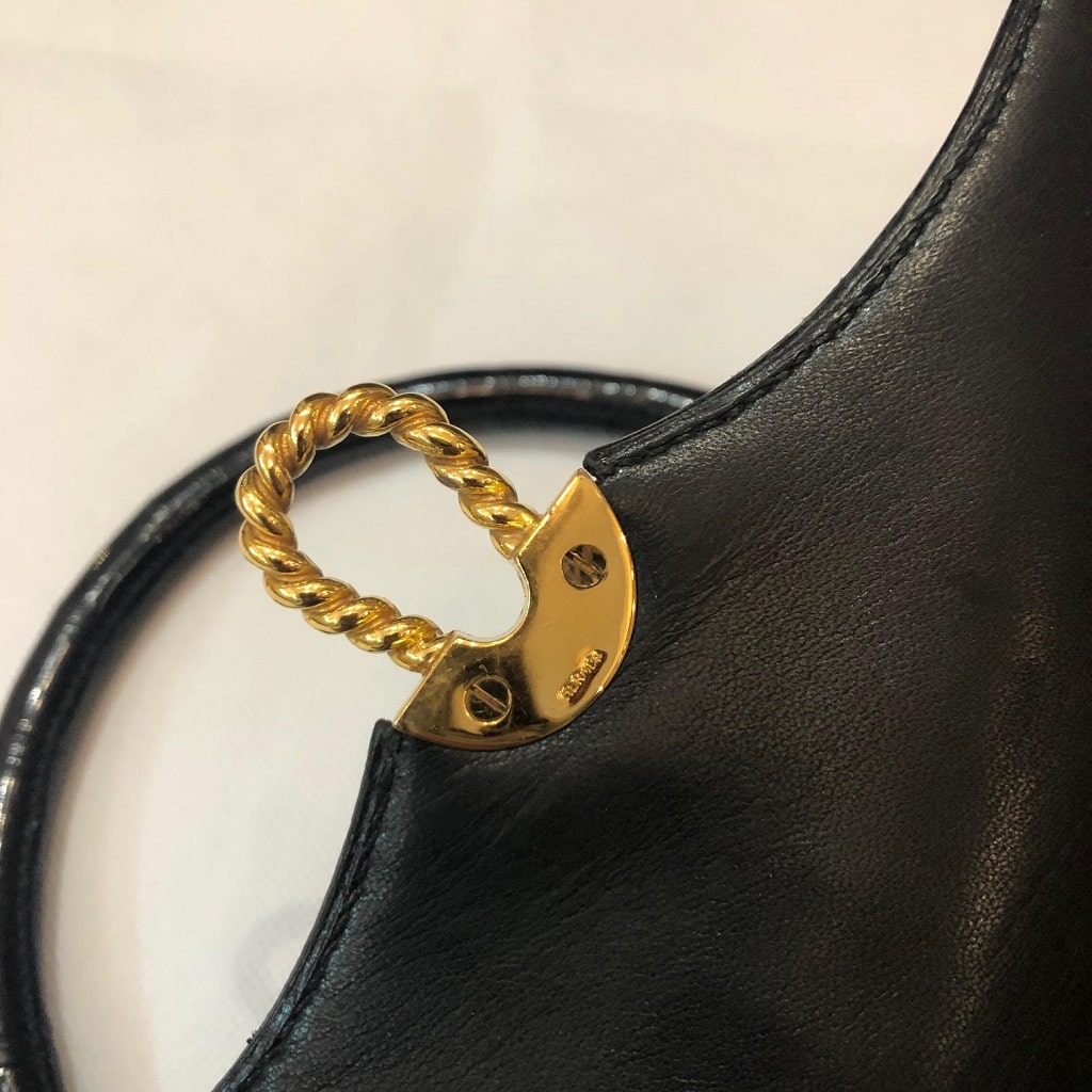 HERMES Black Crocodile Vintage Bag Gold Hardware Cordelière Clasp ...