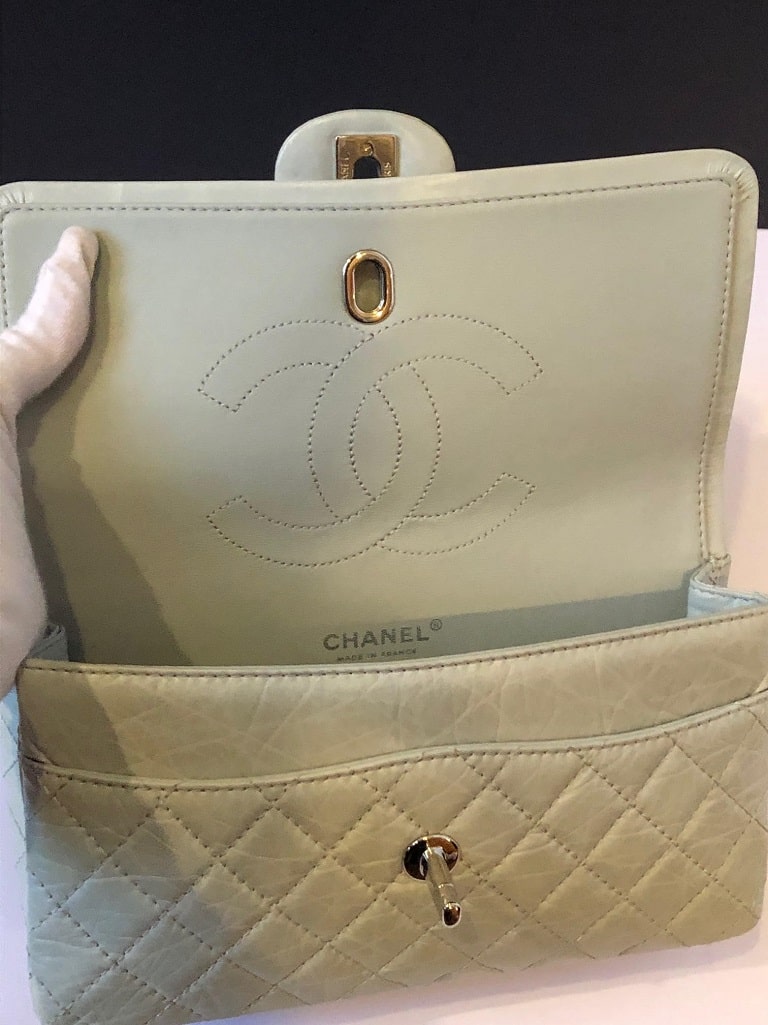CHANEL Classic Beige Quilted Lambskin Silver Hardware Medium