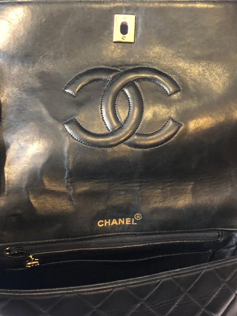 1990s Chanel Black Quilted Lambskin Leather with Gold Tone Hardware Camera Bag  Purse  Canned Ham Vintage