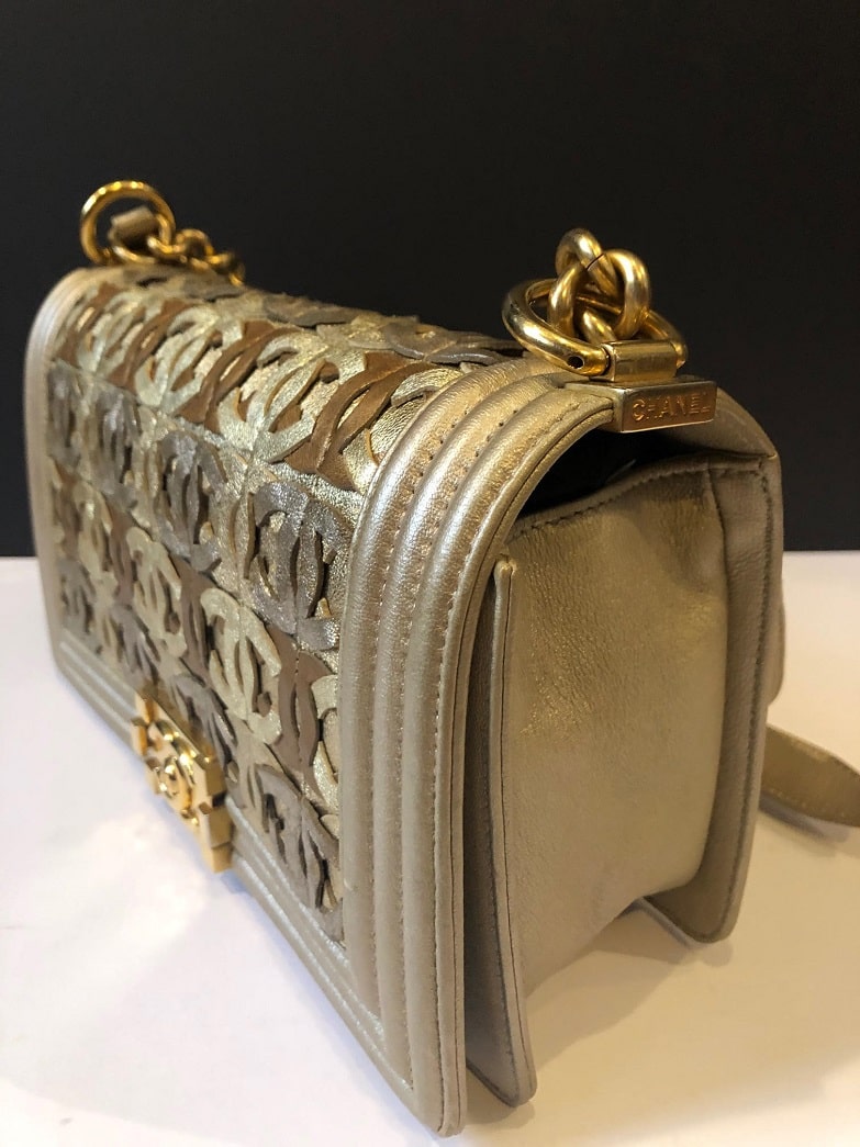 CHANEL Limited Edition Gold CC Cut-Out Boy Bag 2014-2015 - Chelsea Vintage  Couture