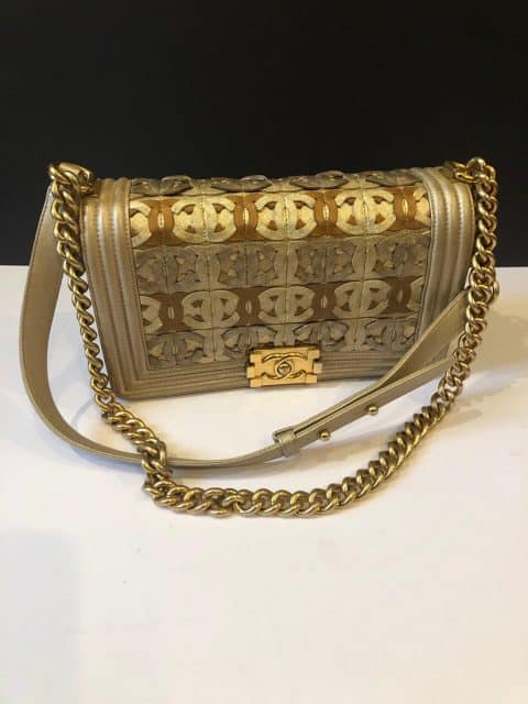 CHANEL Limited Edition Gold CC Cut-Out Boy Bag 2014-2015 - Chelsea ...