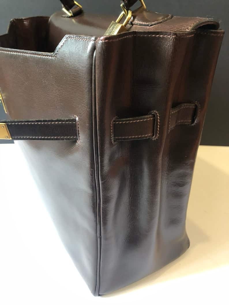 Hermes Chocolate Brown Box Leather Kelly Bag at 1stDibs