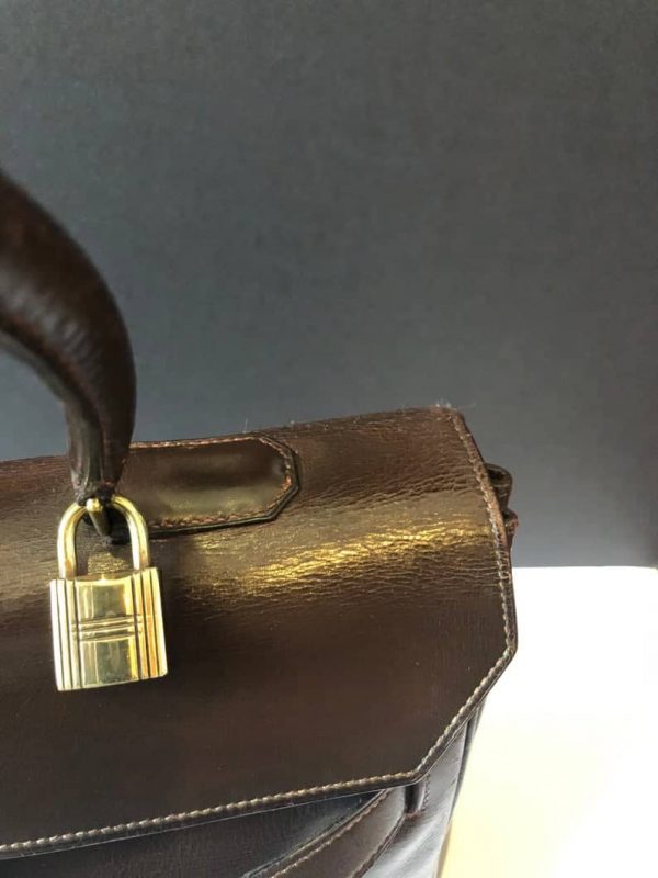 HERMES Paris Circa 1960 Brown leather Kelly bag. Used co…