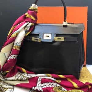 Hermès Vintage Black Box Calf Quirus Briefcase GHW, myGemma