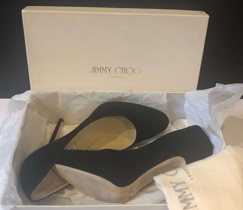 JIMMY CHOO Romy 85 High Heels Black Suede Pumps Shoes 