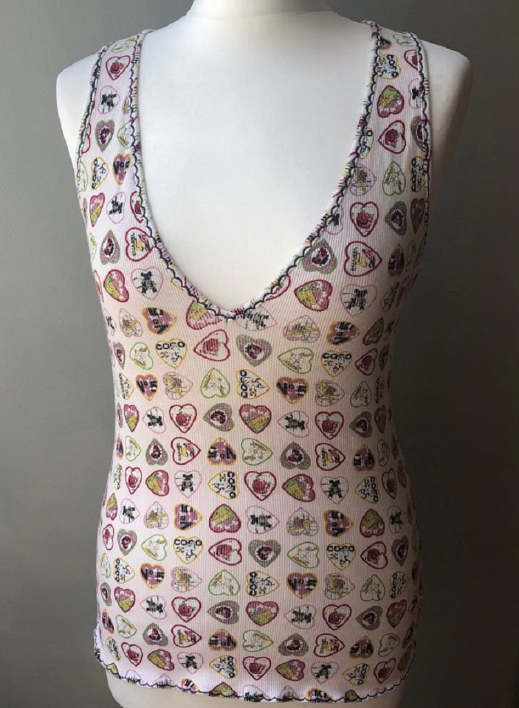 CHANEL Heart Print Coco T-Shirt Sleeveless - Chelsea Vintage Couture