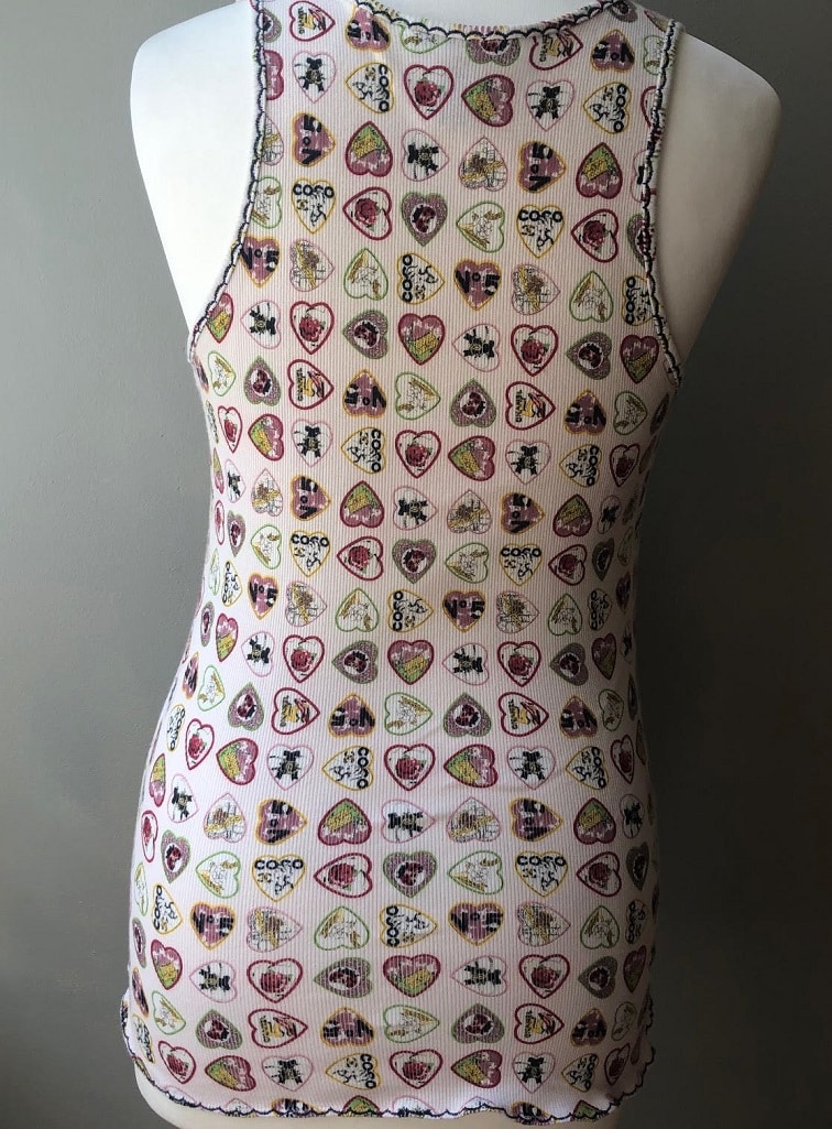 CHANEL Heart Print Coco T-Shirt Sleeveless - Chelsea Vintage Couture