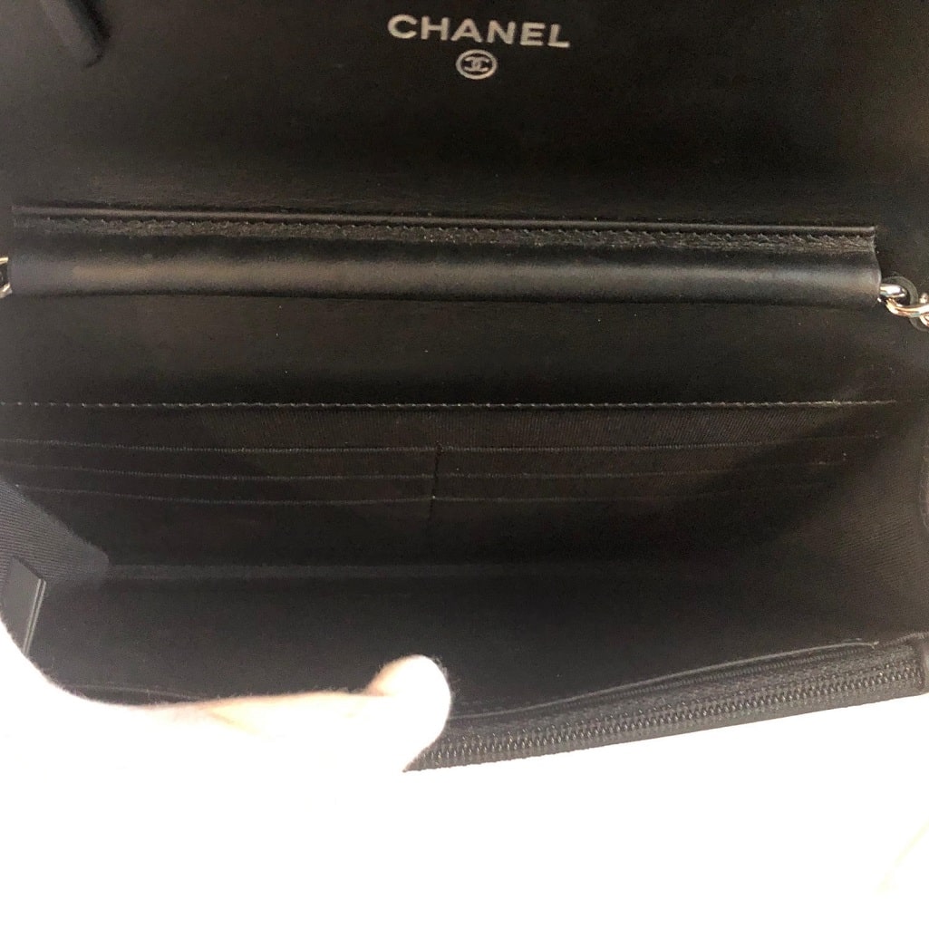 CHANEL Wallet On Chain WOC Quilted Black Patent Bag - Chelsea Vintage ...