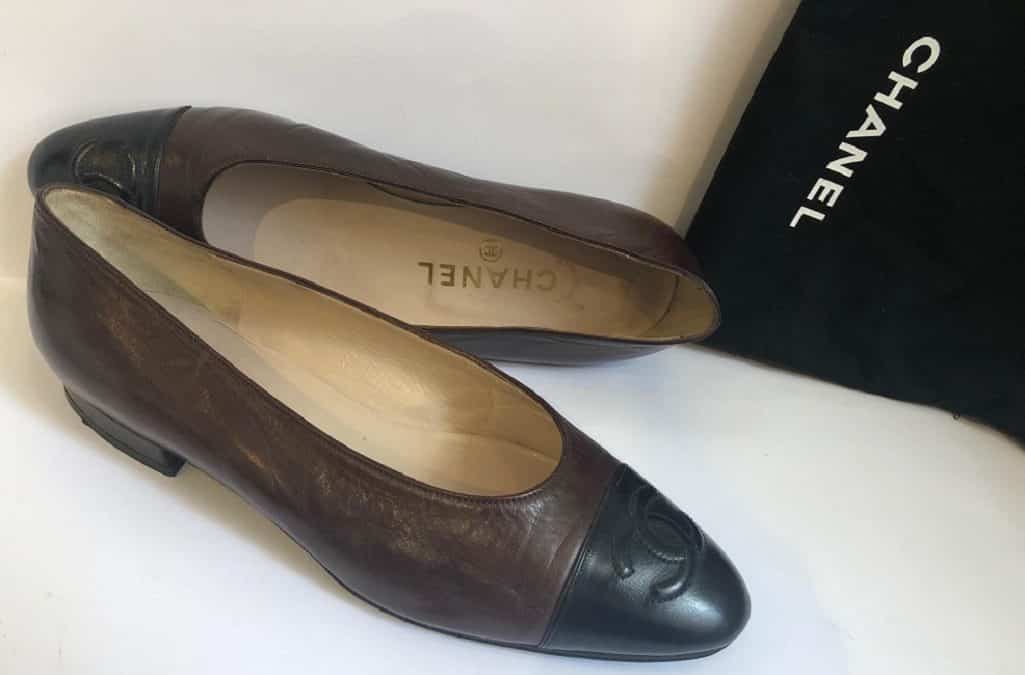 CHANEL Flat Ballet Shoes Ballerinas Bicolour Brown Black