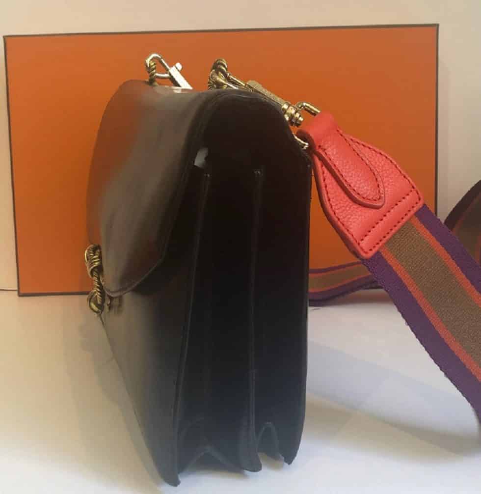 HERMÈS Vintage 28 CrossBody Bag Calfskin Black Chelsea Vintage Couture