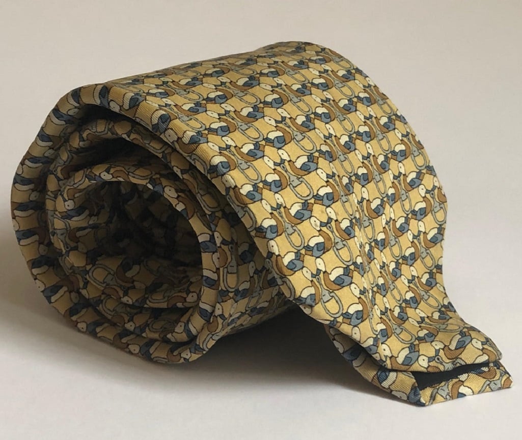 LV LOUIS VUITTON Paris Designer Men's Vintage Necktie Silk 