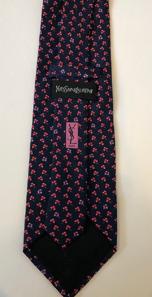 Yves Saint Laurent Vintage Mens Silk Neck Tie 80s YSL Pour Homme Floral Necktie For Men Authentic French Designer Gift For Him