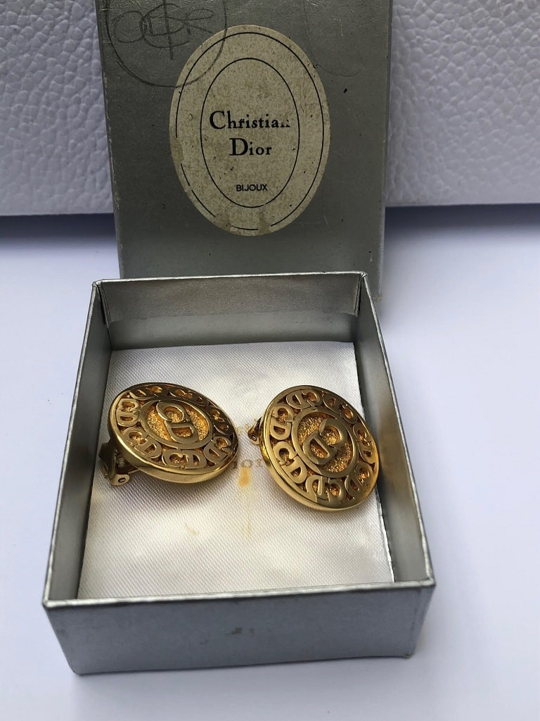 Vtg Christian Dior Burgundy W Gold Plated Money Clip W Box