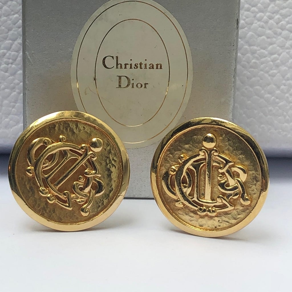 Vintage CHRISTIAN DIOR Paris-New York Gold Brushed Tone Wood Holder Money  Clip