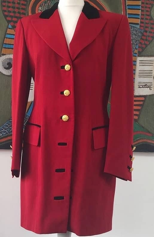ESCADA Vintage Red Jacket Jewel Buttons Hunting Equestrian Style 1980s ...