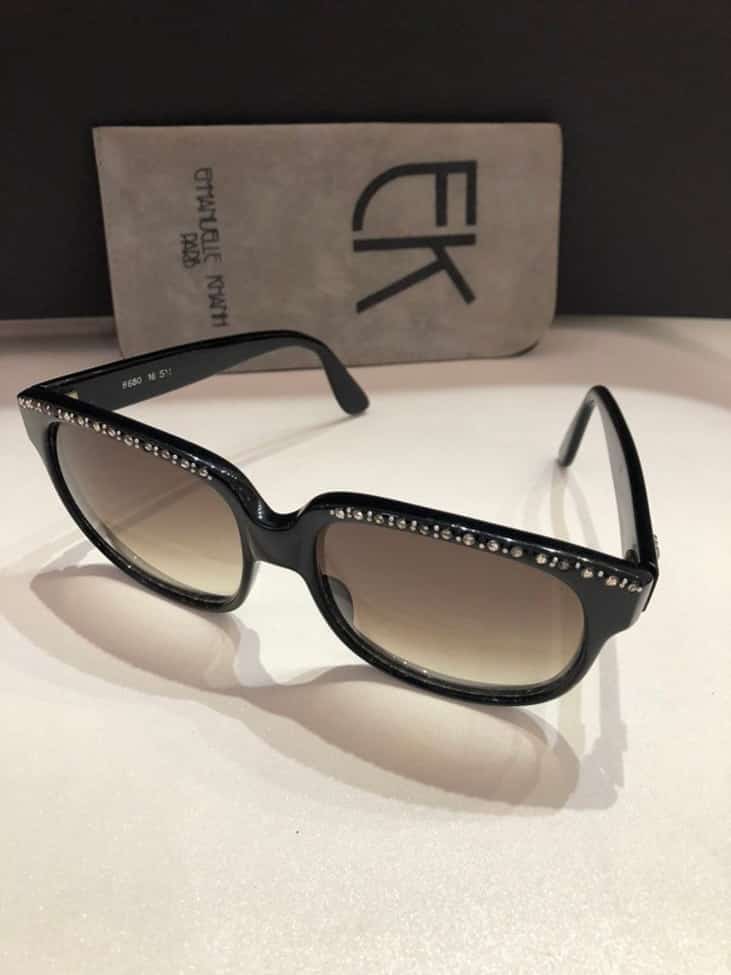 EMMANUELLE KHANH Black Diamante Sunglasses Vintage Square oversized ...