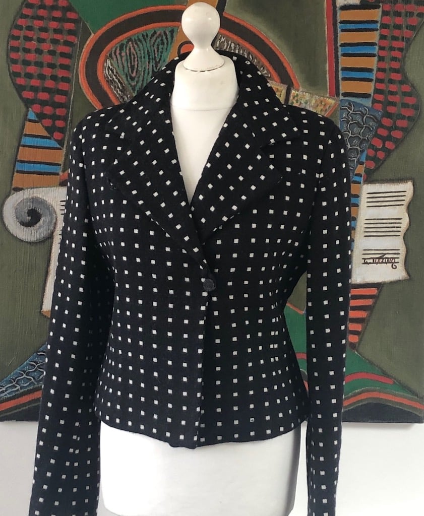 EMPORIO ARMANI Vintage Blazer Black White Runway Collection Jacket 1980s -  Chelsea Vintage Couture