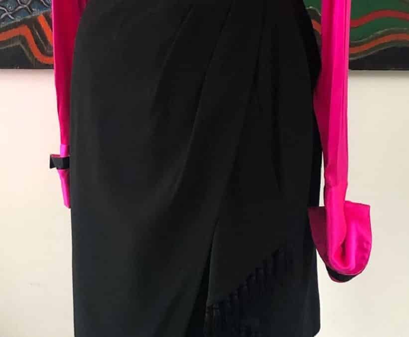 ESCADA COUTURE Vintage Draped Wrap Black Skirt 1980s