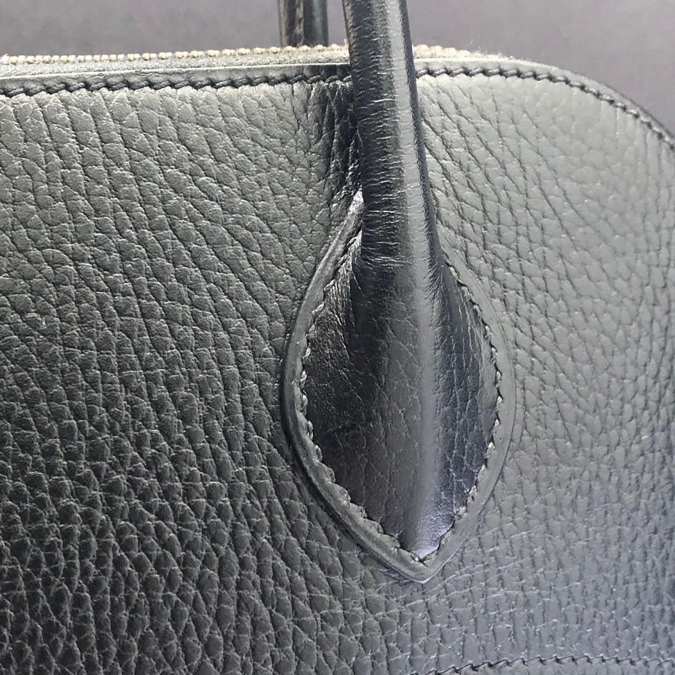 HERMÈS Handbag Bolide Hermès Leather Black GHW Vintage W/Box
