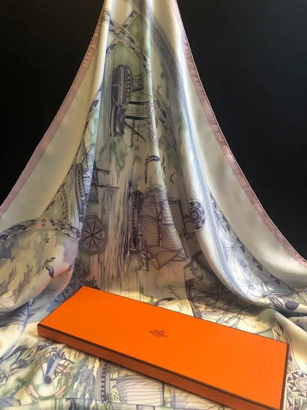 HERMÈS Scarf Frégates Magnifiques Silk Dominik Jarlegant 2004 W