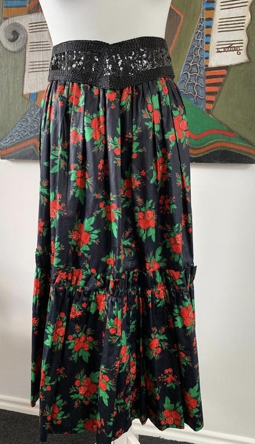 YVES SAINT-LAURENT Skirt 1970s Russian Ballet Collection Floral Ruffle ...