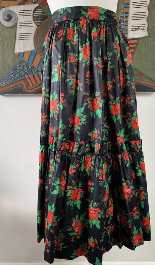 YVES SAINT-LAURENT Skirt 1970s Russian Ballet Collection Floral Ruffle ...