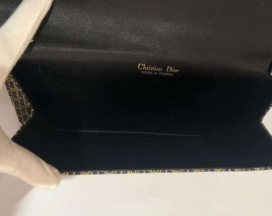 CHRISTIAN DIOR 1970s Monogram Evening Clutch Chain Gold Black Vintage -  Chelsea Vintage Couture