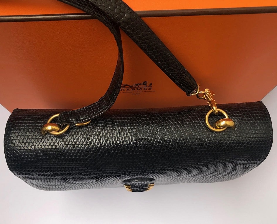 Hermes Black Lizard Vintage Shoulder Bag