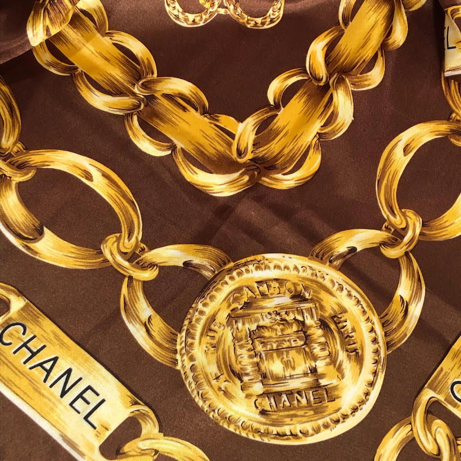 Chanel Vintage Purse Print Silk Scarf  Carolines Fashion Luxuries