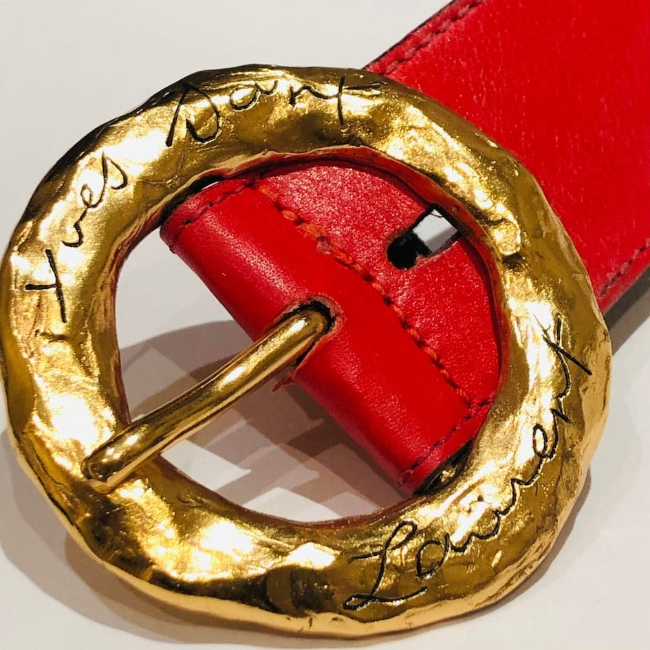 Unique vintage YSL belt - Yves Saint Laurent gold-plated leather belt,  burgundy and black - $40 OBO! for Sale in Oakland, CA - OfferUp