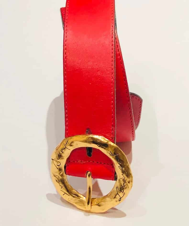 Yves Saint Laurent Red leather lady's belt with love …