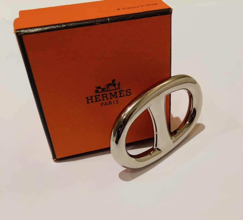 Auth HERMES Chaine D'Ancre Scarf Ring Gold Metal - e54985f
