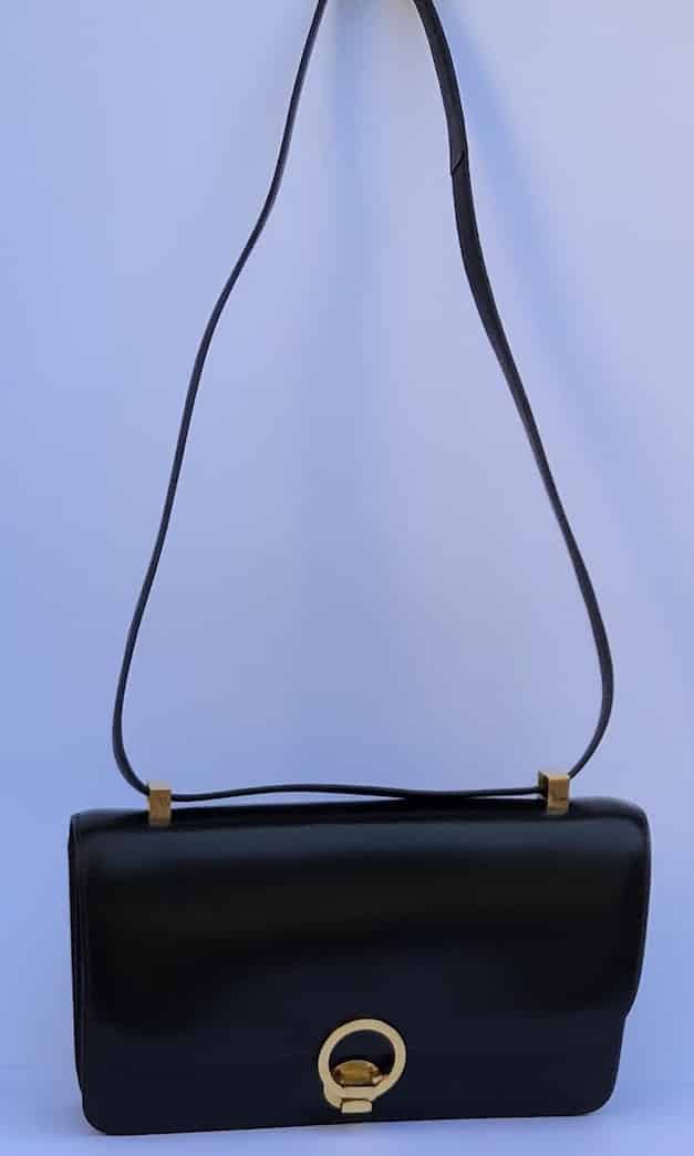 Hermes Liddy Shoulder Bag Box Calf Rouge Ash Bordeaux Gold Hardware 2way Clutch 〇G Engraved Vintage