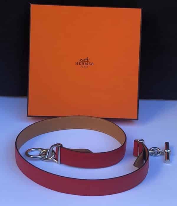 HERMÈS Chaine D’Ancre Belt Anchor Chain & Red Leather - Chelsea Vintage ...