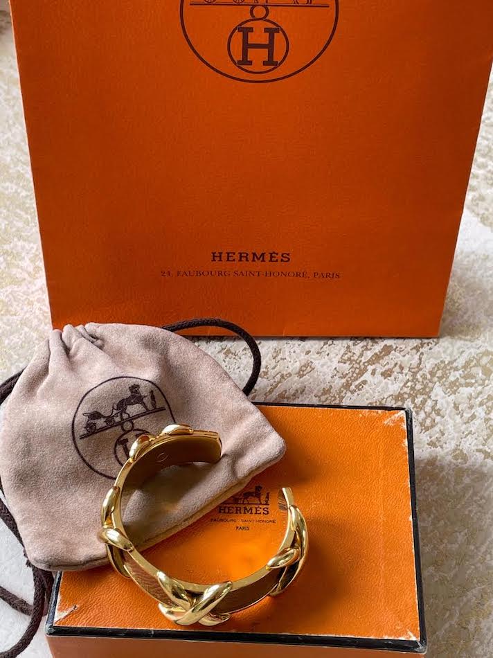 HERMÈS Criss Cross X Cuff Bracelet Vintage Gold Bronze - Chelsea ...