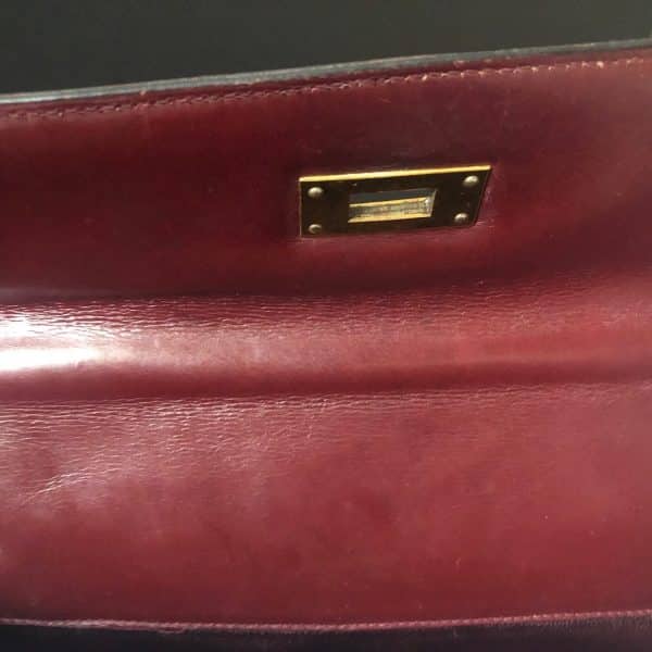 HERMÈS Kelly 32 Leather Box Handbag Burgundy Red Vintage - Chelsea ...