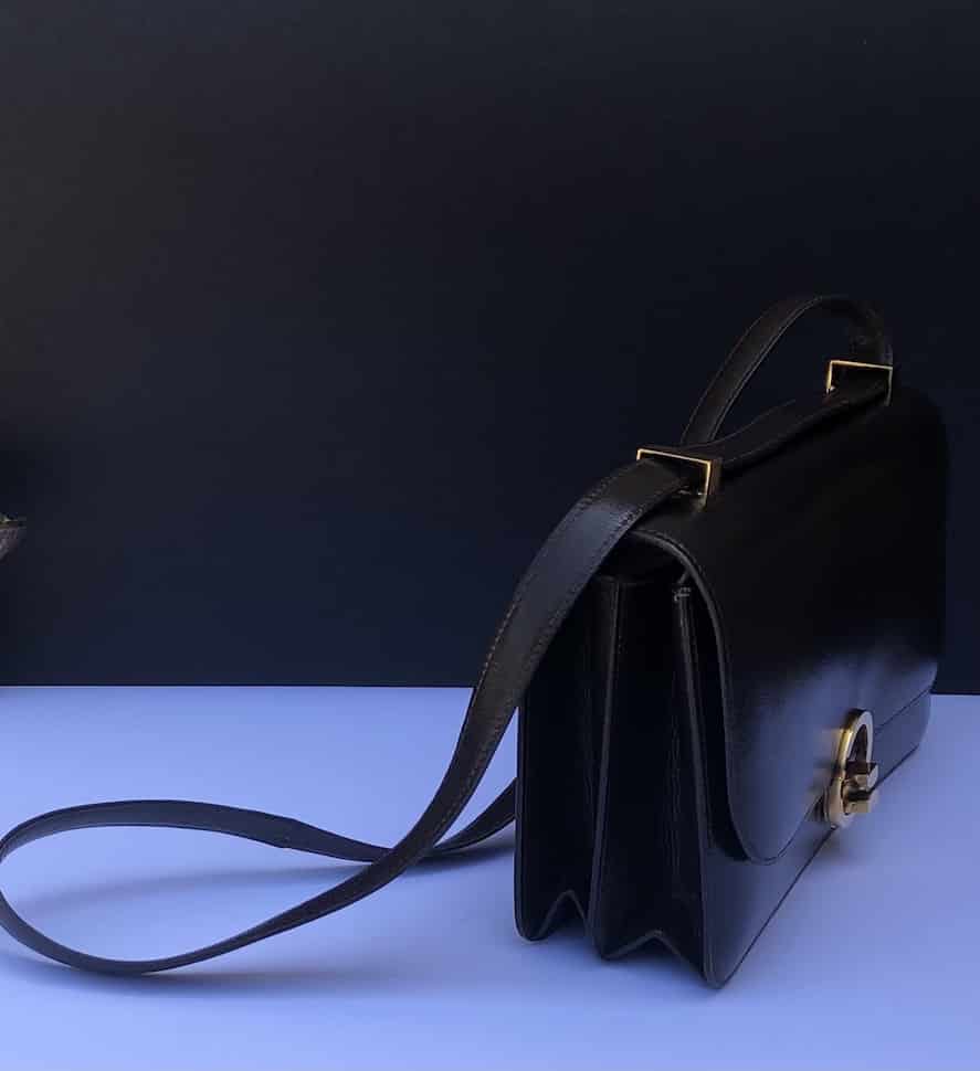HERMÈS Vintage Box Calf Leather Ring Shoulder Bag 1975 - Chelsea 
