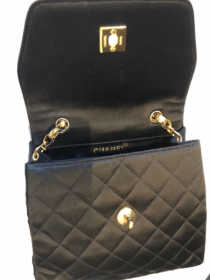 Chanel 1992 Vintage Black 20cm Mini Flap Bag 24k GHW Lambskin  Boutique  Patina