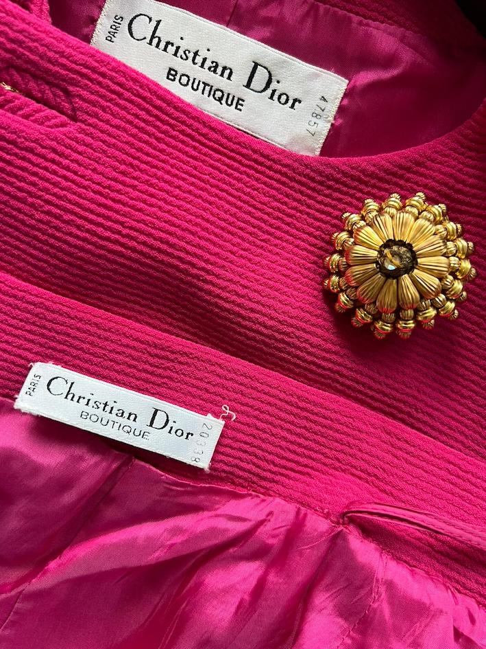 CHRISTIAN DIOR Vintage Suit Jacket Jewel Flower Gold Buttons 80s