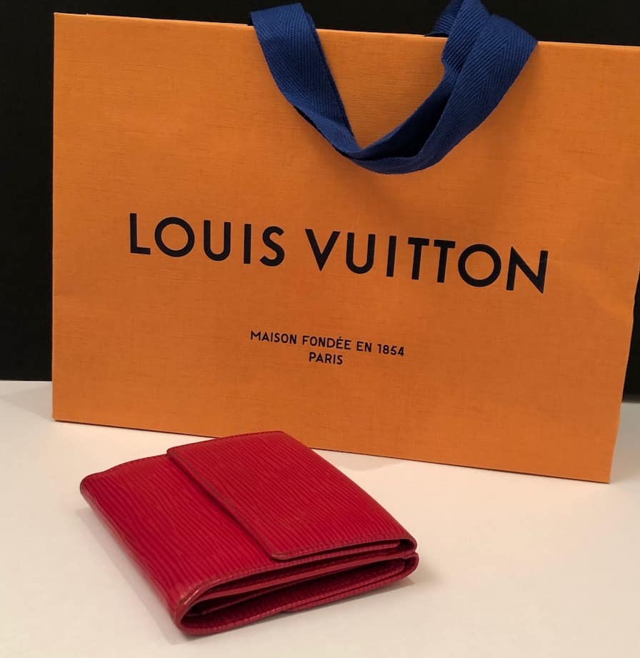 louis vuitton red leather wallet