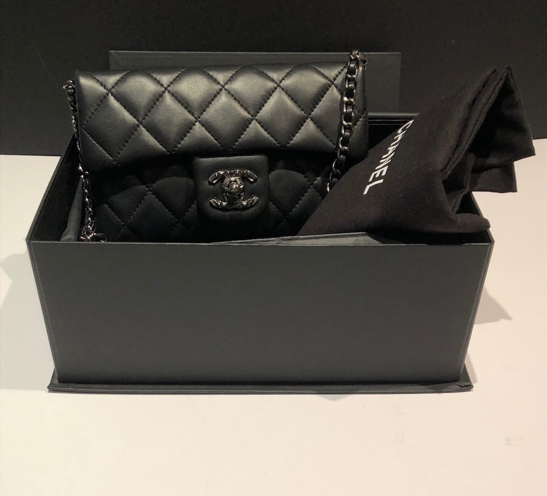 Chanel Black Classic Jersey Flap Chain Belt Bag Cotton Cloth ref