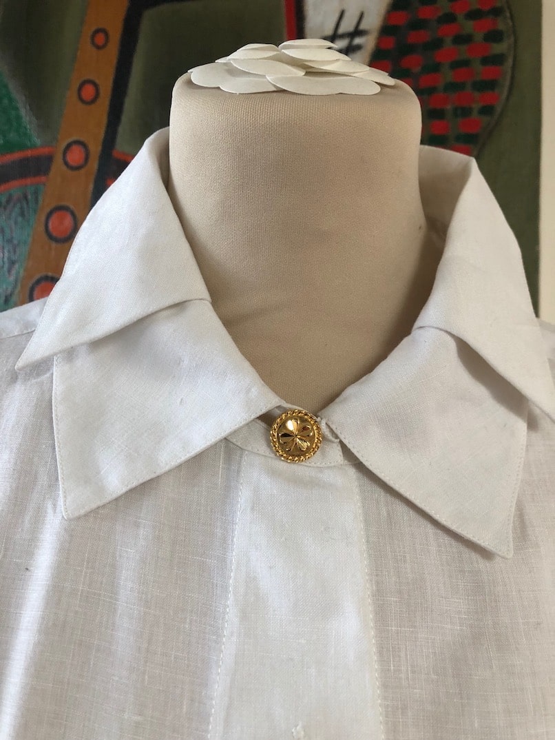 Chanel White Cotton NauticalInspired ButtonDown Shirt  Labellov  Buy  and Sell Authentic Luxury