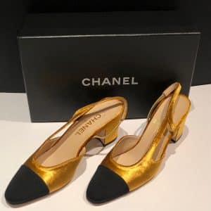 CHANEL, Shoes, Chanel Slingbacks Goatskin Grosgrain Black Leather