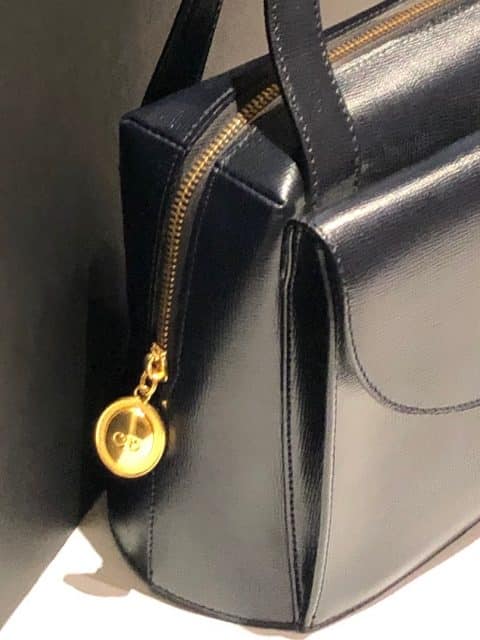 CHRISTIAN DIOR PARIS Vintage Leather Double Handles Handbag CD Logo ...