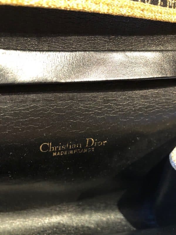 CHRISTIAN DIOR Vintage Clutch Chain Black & Gold CD Monogram Shoulder ...